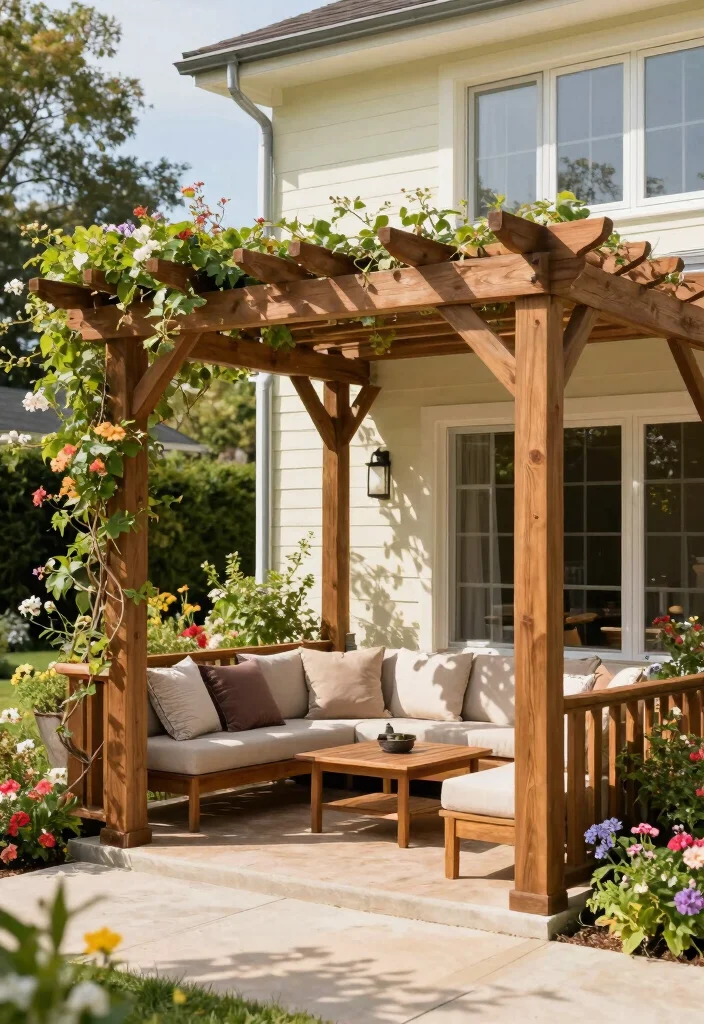 16 Patio Pergola Ideas Attached to House for Stylish Shade - 1. Classic Wooden Pergola 1