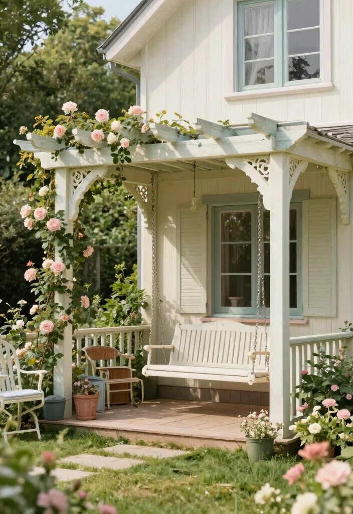 16 Patio Pergola Ideas Attached to House for Stylish Shade - 13. Vintage Style Pergola 1