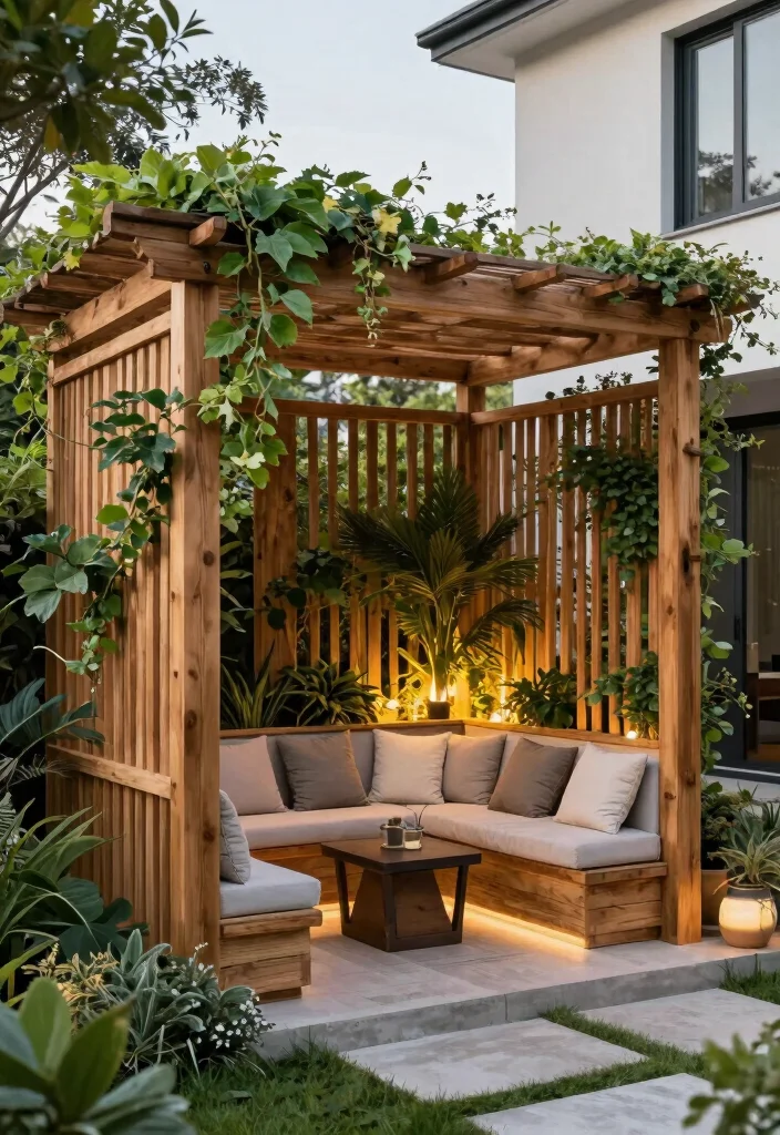 16 Patio Pergola Ideas Attached to House for Stylish Shade - 16. Pergola with Privacy Screens 1