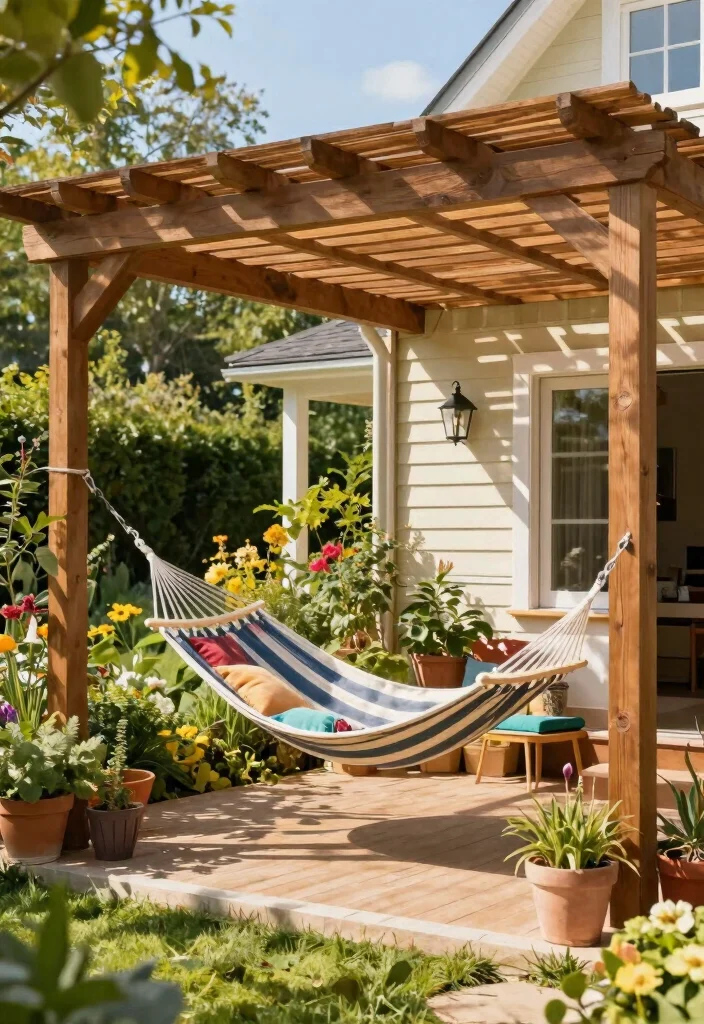 16 Patio Pergola Ideas Attached to House for Stylish Shade - 6. Slatted Pergola for Partial Shade 1