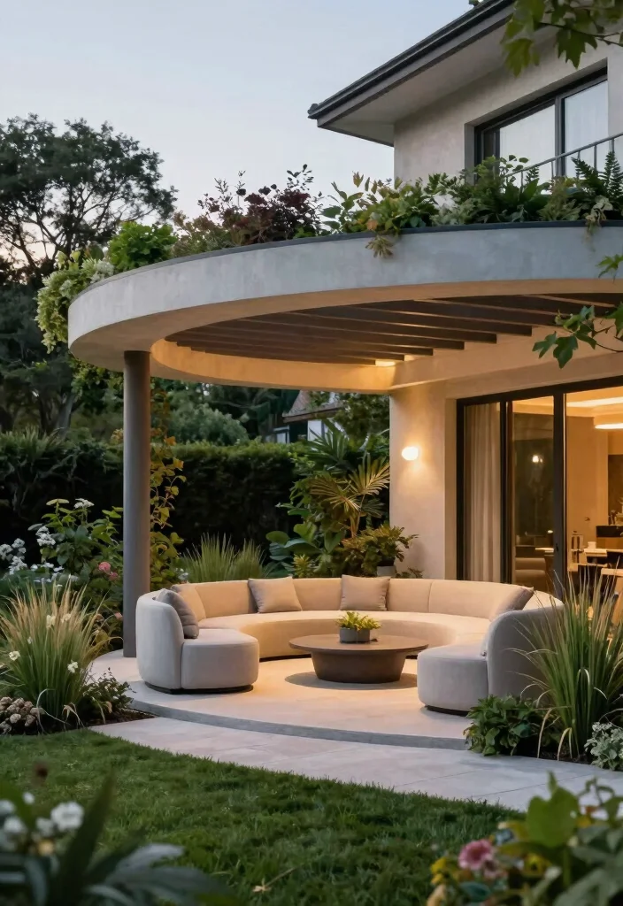 16 Patio Pergola Ideas Attached to House for Stylish Shade - 9. Curved Pergola Design 1
