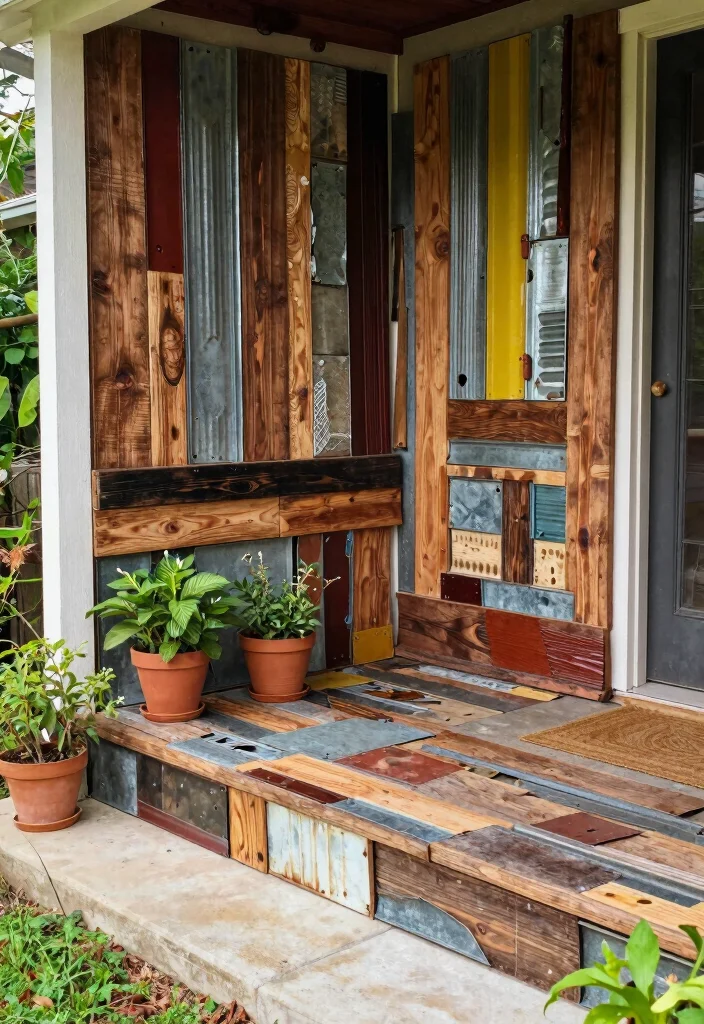 16 Porch Skirting Ideas That Hide the Base Beautifully - 11. Recycled Materials Skirting 1