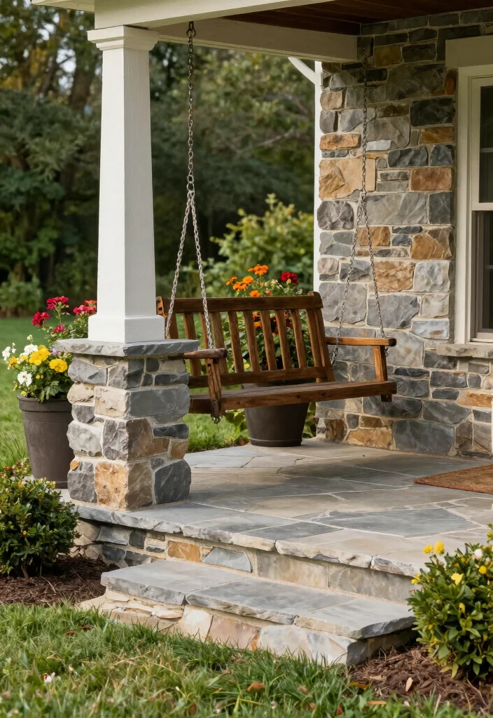 16 Porch Skirting Ideas That Hide the Base Beautifully - 4. Stone Skirting 1