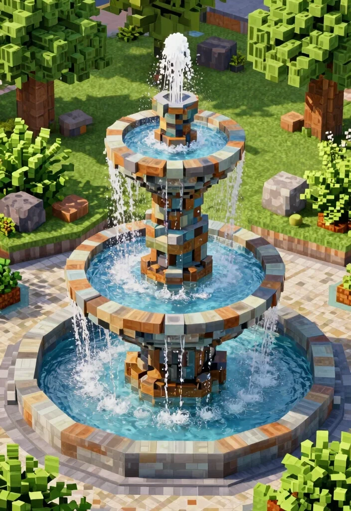 16 Water Fountain Minecraft Ideas That Look Totally Epic - 10. Spiral Fountain 1
