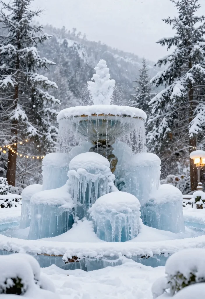 16 Water Fountain Minecraft Ideas That Look Totally Epic - 12. Snowy Mountain Fountain 1