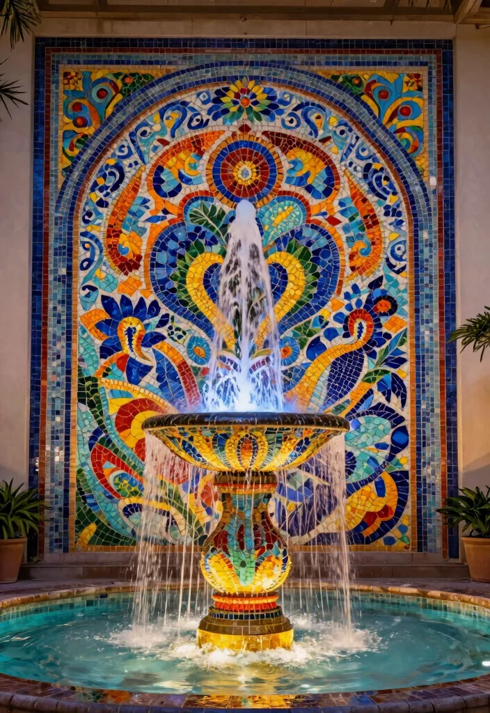 16 Water Fountain Minecraft Ideas That Look Totally Epic - 14. Artistic Mosaic Fountain 1