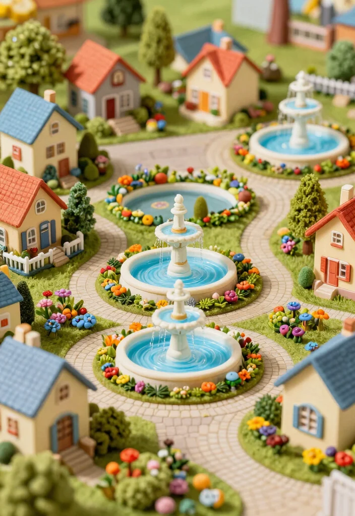 16 Water Fountain Minecraft Ideas That Look Totally Epic - 15. Miniature Fountain Village 1