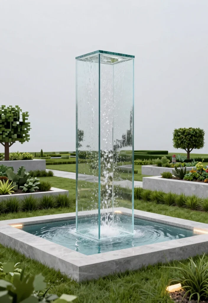 16 Water Fountain Minecraft Ideas That Look Totally Epic - 2. Modern Glass Fountain 1