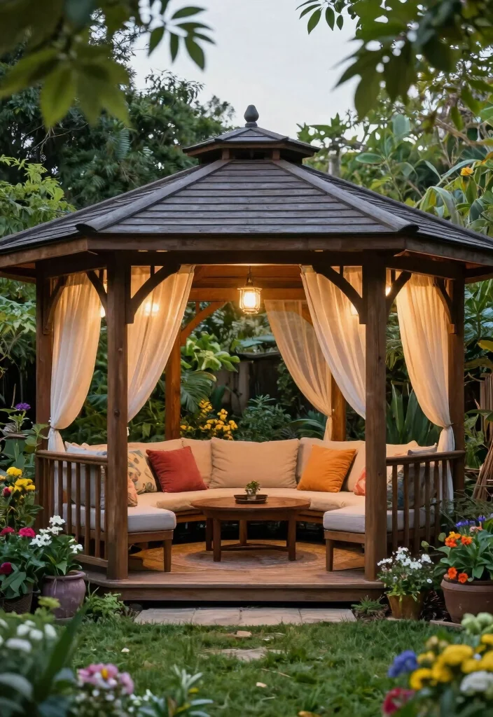 18 Backyard Oasis Ideas That Feel Like a Private Luxury Resort 48 18 Backyard Oasis Ideas That Feel Like a Private Luxury Resort - 8. Stylish Gazebo Retreat 1