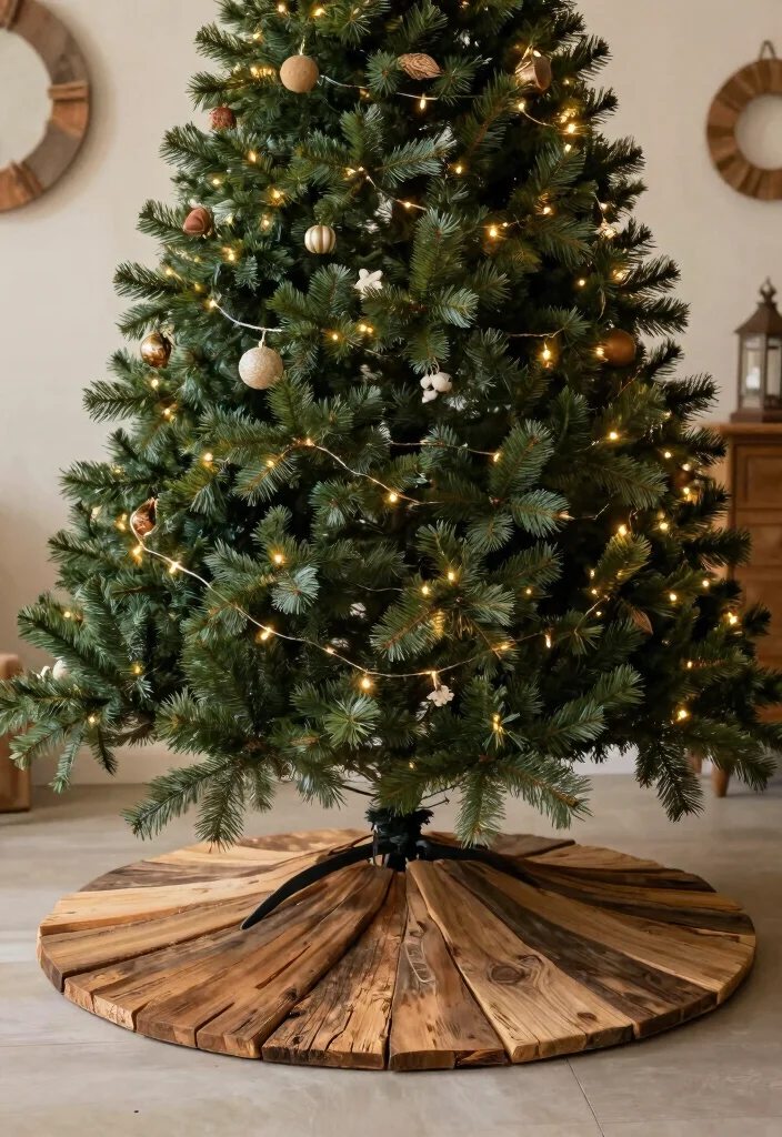 18 Farmhouse Christmas Tree Ideas That Feel Cozy & Magical 52 18 Farmhouse Christmas Tree Ideas That Feel Cozy & Magical - 12. Reclaimed Wood Tree Skirt 1