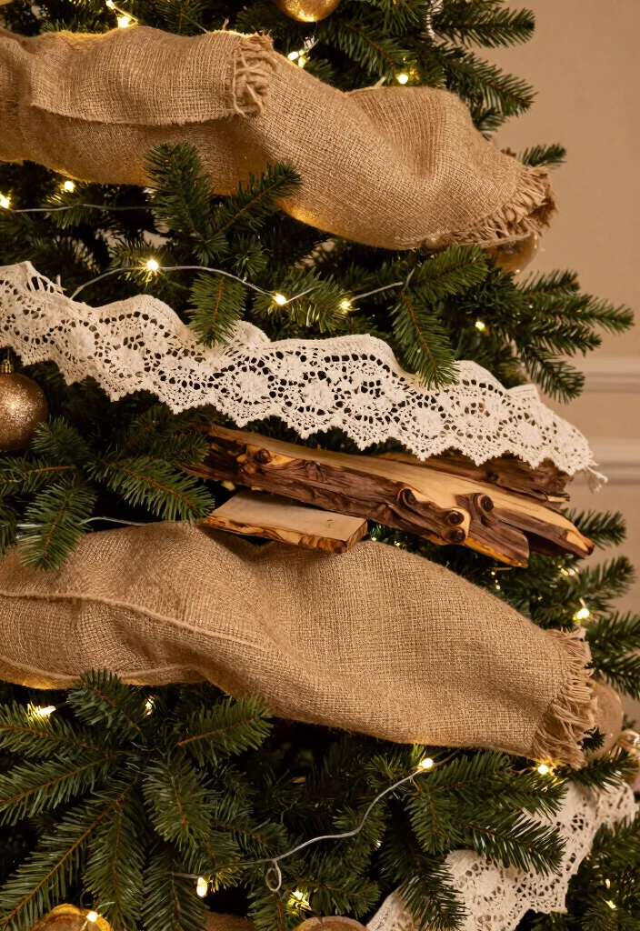 18 Farmhouse Christmas Tree Ideas That Feel Cozy & Magical 68 18 Farmhouse Christmas Tree Ideas That Feel Cozy & Magical - 18. Layered Textures for Visual Interest 1