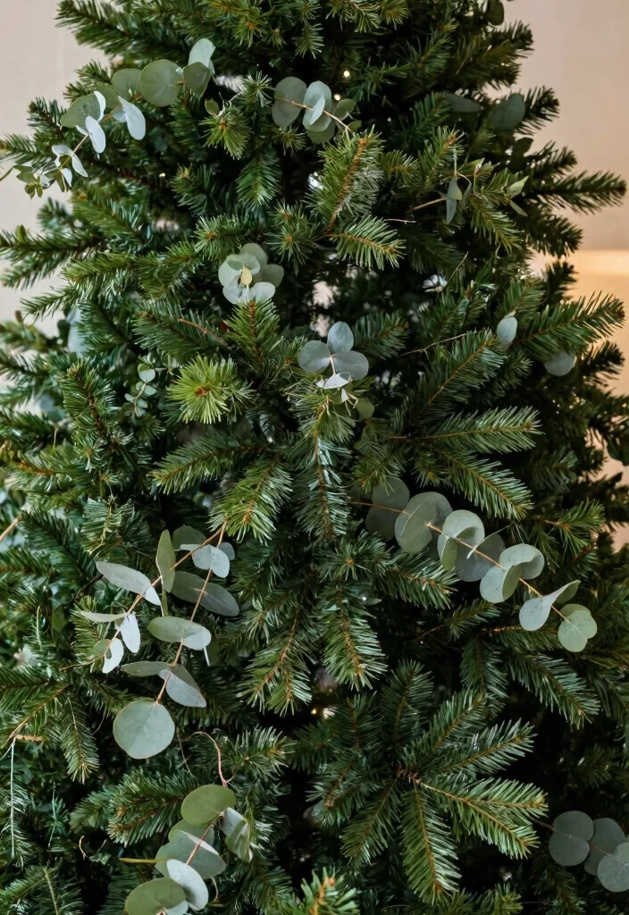 18 Farmhouse Christmas Tree Ideas That Feel Cozy & Magical 37 18 Farmhouse Christmas Tree Ideas That Feel Cozy & Magical - 7. Fresh Greenery and Eucalyptus 1