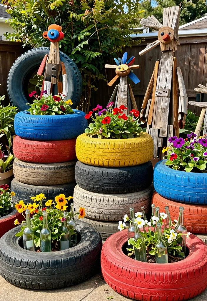 18 Front Yard Design Ideas Landscaping Lovers Will Adore - 6. Recycled and Upcycled Decor 1