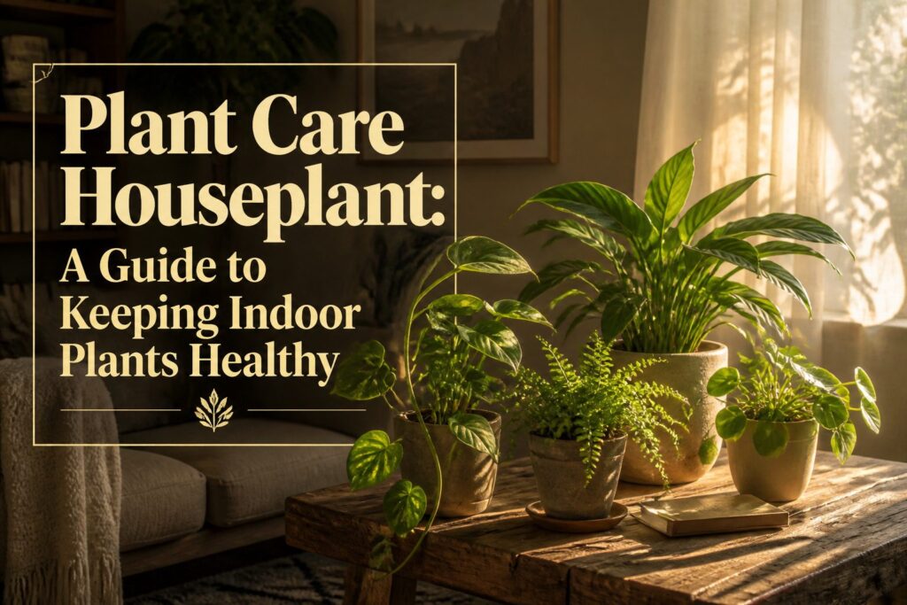 Different houseplants arranged in a bright indoor environment.